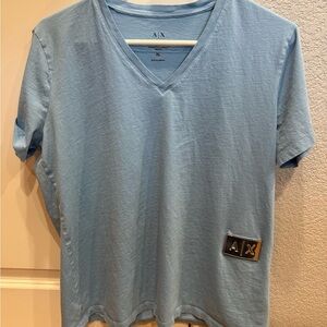 Women’s Armani Exchange Light Blue Vneck